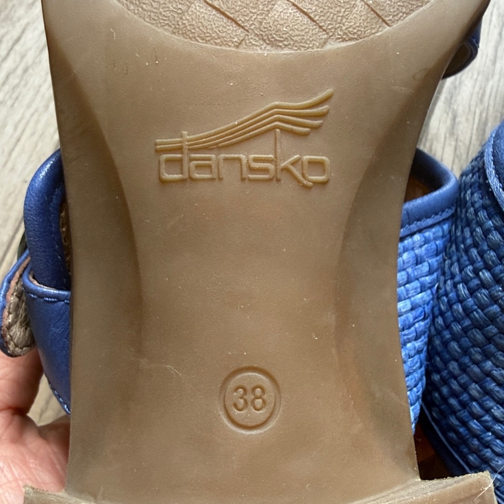 Dansko Blue Leather Buckle Slide Sandals - Picture 7 of 9